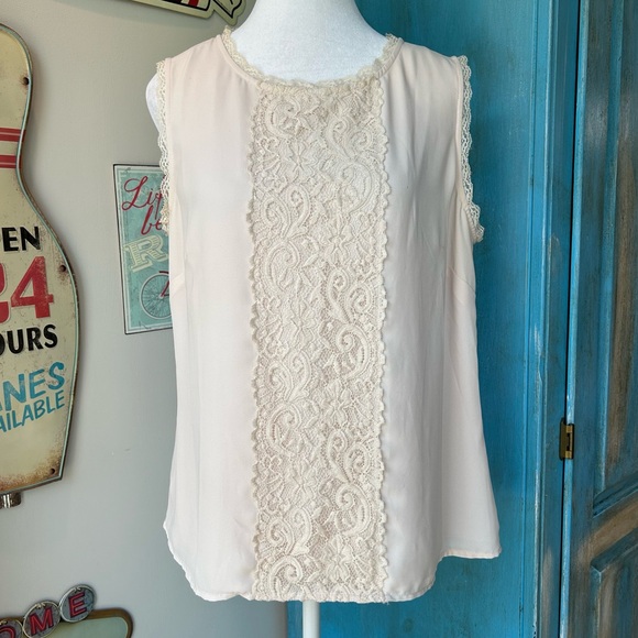 Laundry By Shelli Segal Light Pink Lace Tank Top - Picture 1 of 12
